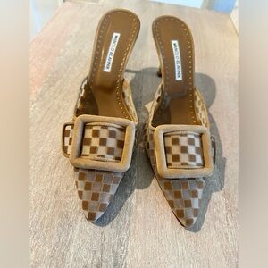 Manolo Blahnik MAYSALEBI mesh checkered mules